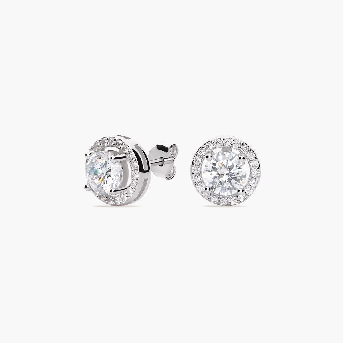 Pendientes redondos de plata 1ª ley circonitas 10 mm