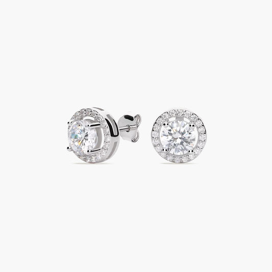 Pendientes redondos de plata 1ª ley circonitas 10 mm