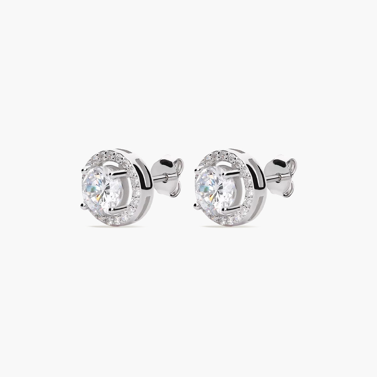 Pendientes redondos de plata 1ª ley circonitas 10 mm