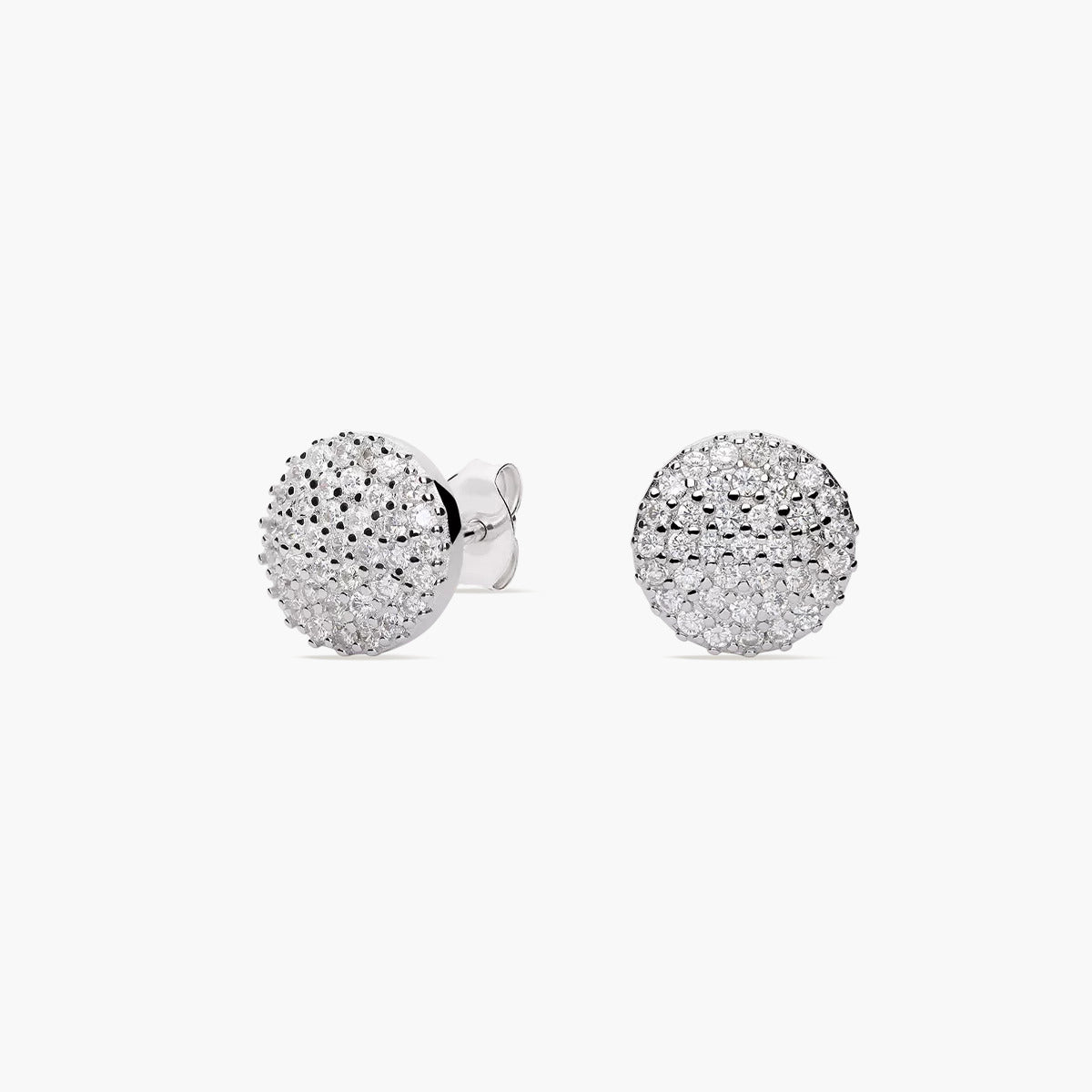 Pendientes redondos de plata 1ª ley circonitas 10 mm