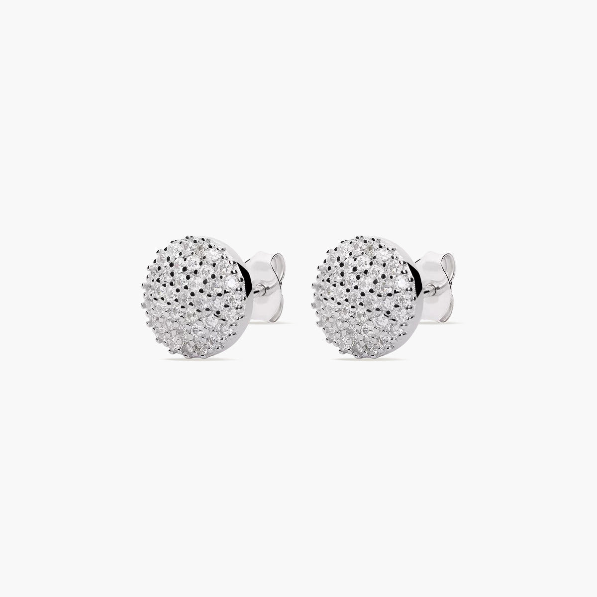 Pendientes redondos de plata 1ª ley circonitas 10 mm