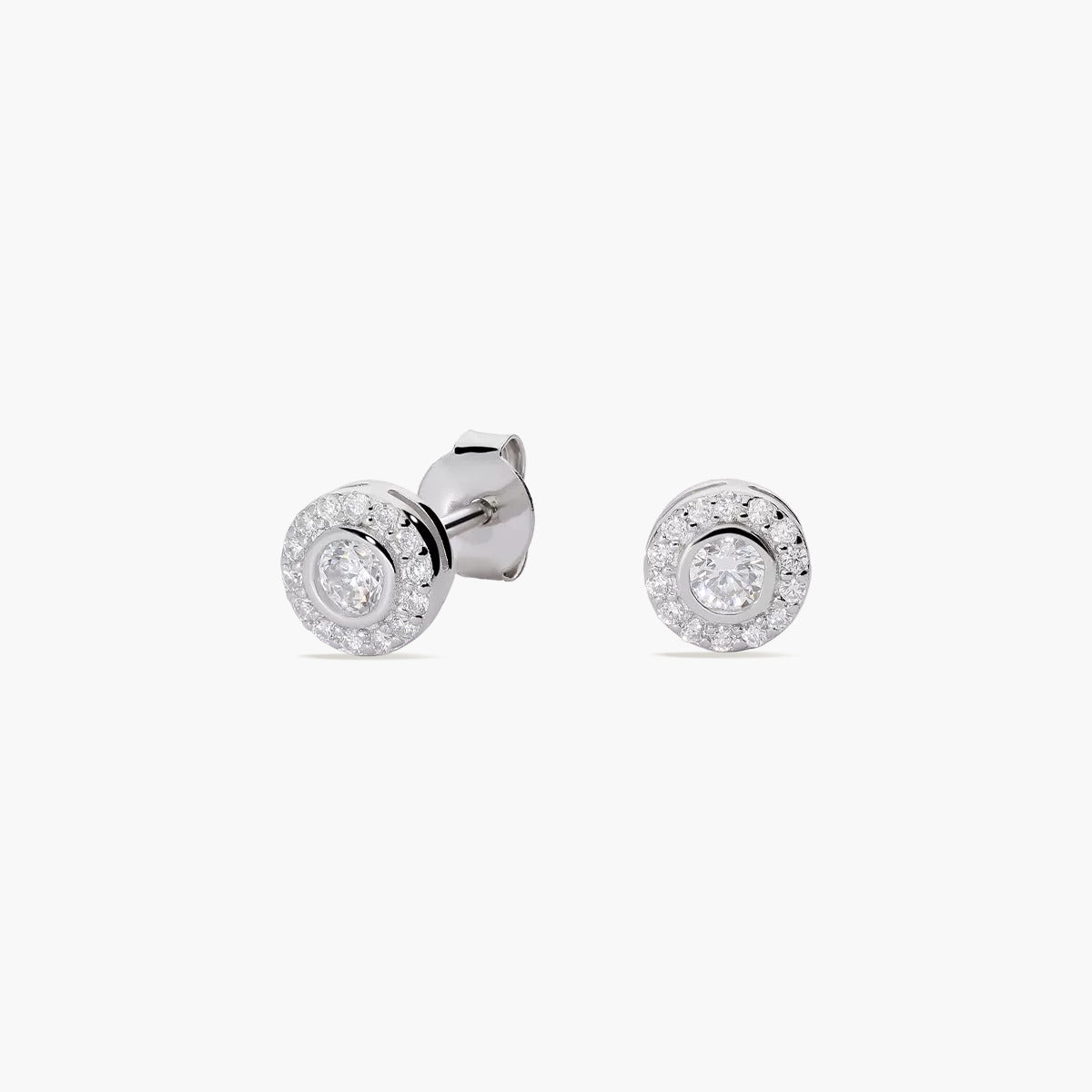 Pendientes redondos de plata 1ª ley circonitas 6 mm