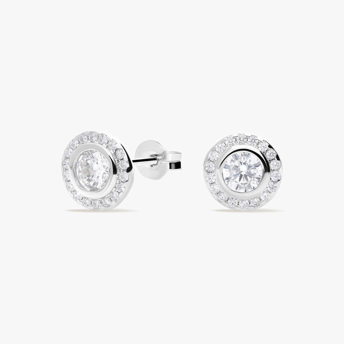 Pendientes redondos de plata 1ª ley circonitas 9 mm
