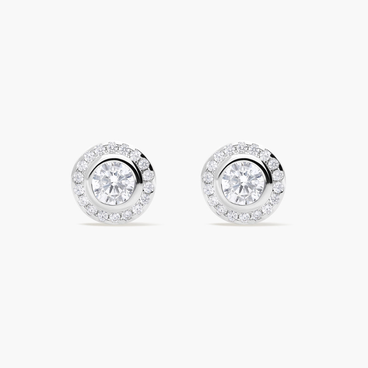 Pendientes redondos de plata 1ª ley circonitas 9 mm