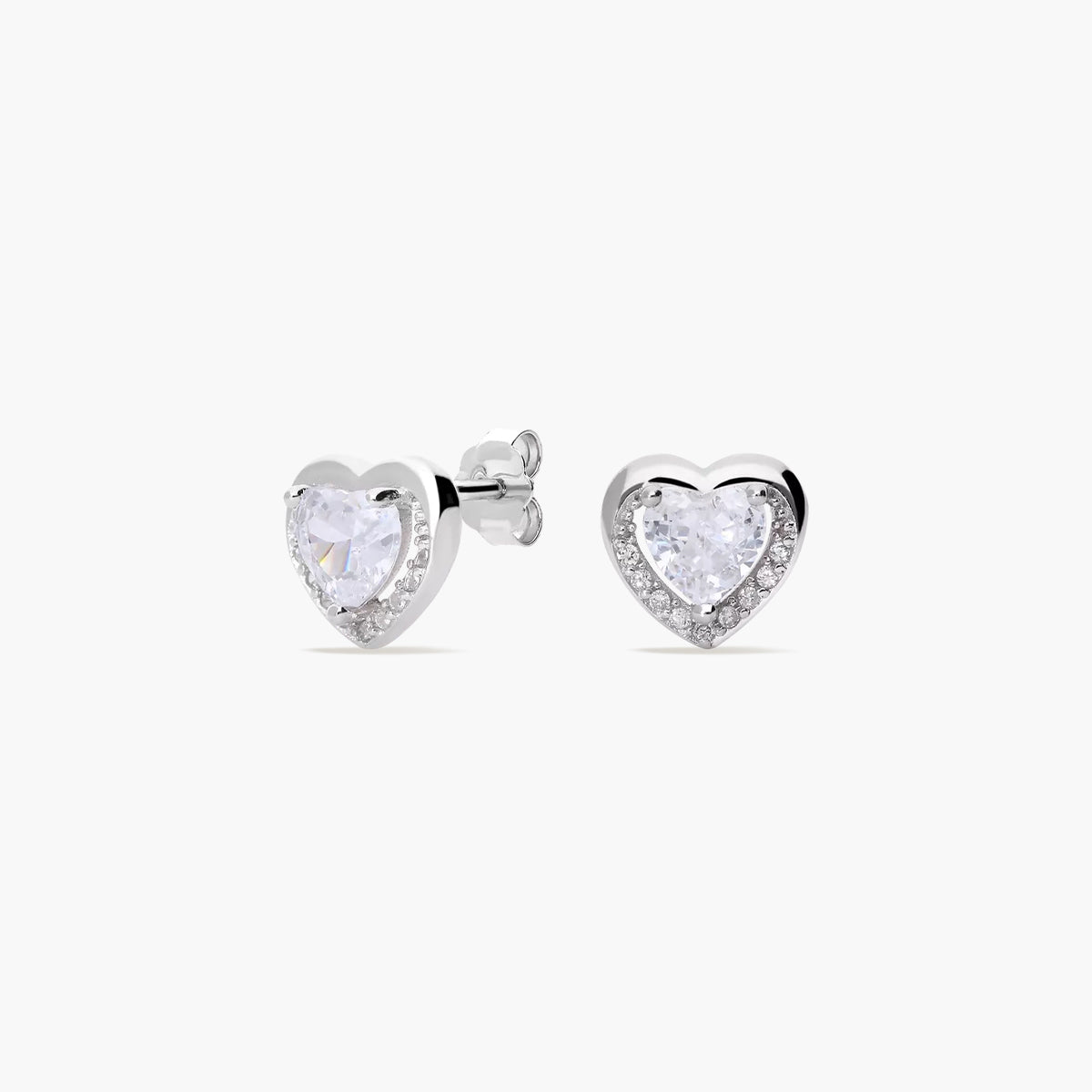 Pendientes corazón de plata 1ª ley circonitas 9 mm