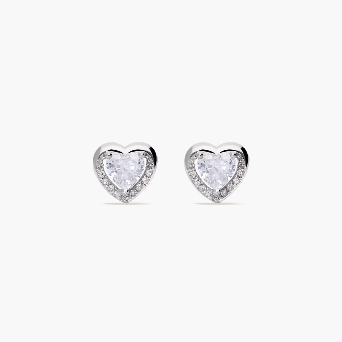 Pendientes corazón de plata 1ª ley circonitas 9 mm