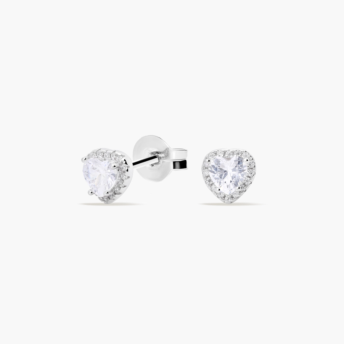 Pendientes corazón de plata 1ª ley circonitas 7 mm
