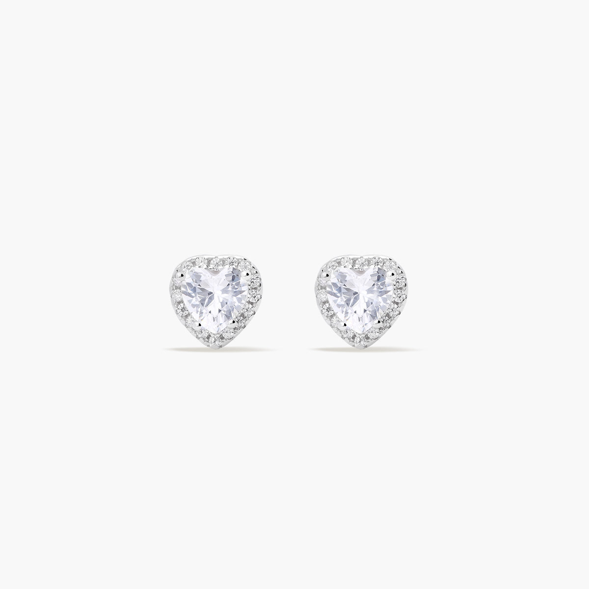 Pendientes corazón de plata 1ª ley circonitas 7 mm