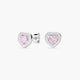 Pendientes corazón de plata 1ª ley circonitas rosa y blanca 8 mm