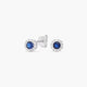 Pendientes redondos de plata 1ª ley circonitas azul y blanca 5 mm