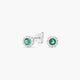 Pendientes redondos de plata 1ª ley circonitas verde y blanca 5 mm