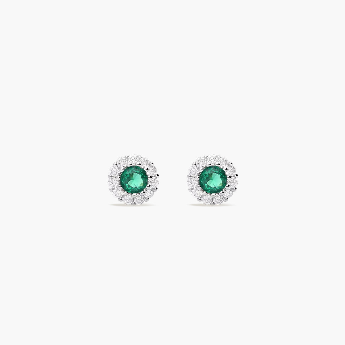 Pendientes redondos de plata 1ª ley circonitas verde y blanca 5 mm
