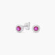 Pendientes redondos de plata 1ª ley circonitas rosa y blanca 5 mm
