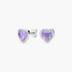 Pendientes corazón de plata 1ª ley circonitas lavanda 9 mm
