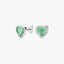 Pendientes corazón de plata 1ª ley circonitas verde 9 mm