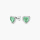 Pendientes corazón de plata 1ª ley circonitas verde 9 mm