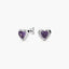 Pendientes corazón de plata 1ª ley circonitas violeta 9 mm