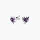 Pendientes corazón de plata 1ª ley circonitas violeta 9 mm