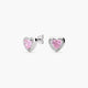 Pendientes corazón de plata 1ª ley circonitas rosa 9 mm