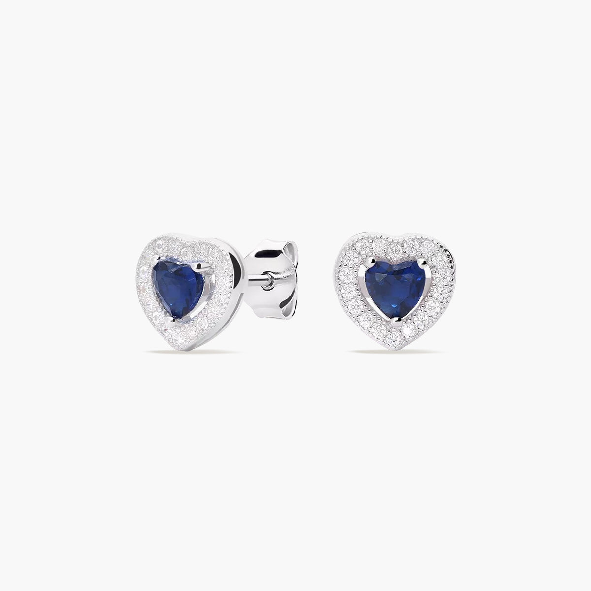 Pendientes corazón de plata 1ª ley circonitas rojo 9 mm