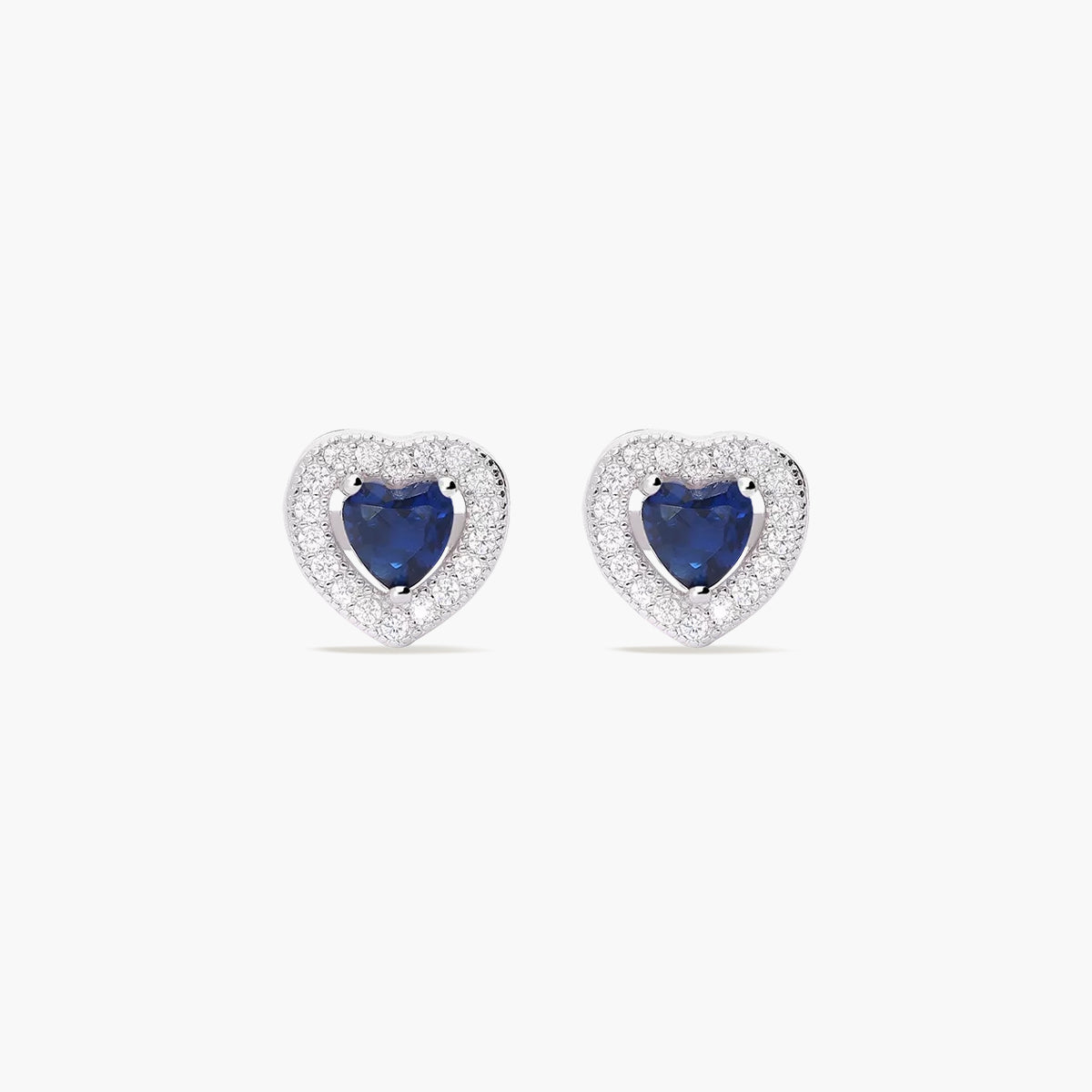 Pendientes corazón de plata 1ª ley circonitas rojo 9 mm