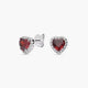 Pendientes corazón de plata 1ª ley circonitas rojo 7 mm