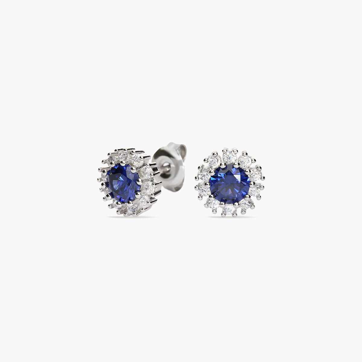 Pendientes de plata 1ª ley ciconitas azul y blanca 9 mm