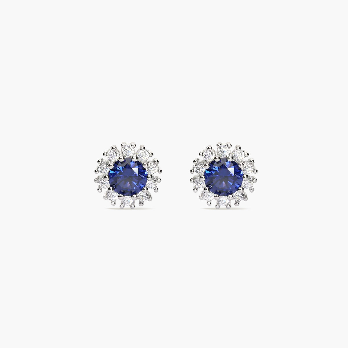 Pendientes de plata 1ª ley ciconitas azul y blanca 9 mm