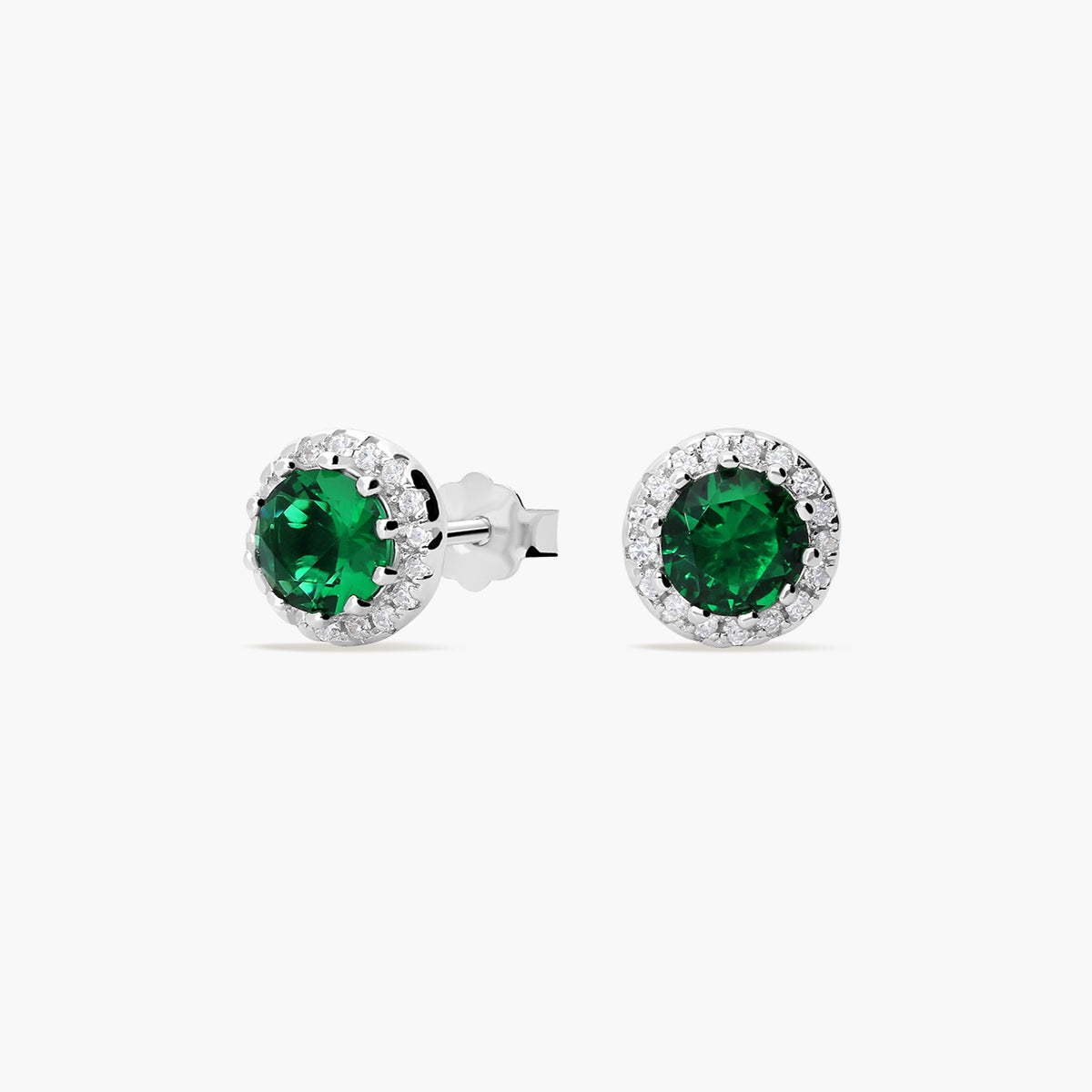 Pendientes de plata 1ª ley ciconitas verde y blanca 8 mm