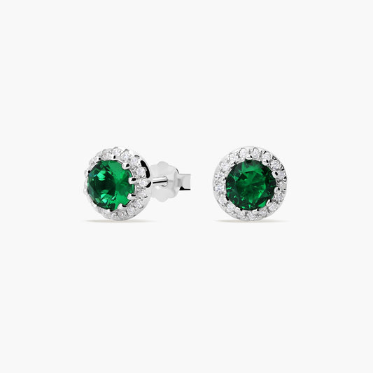 Pendientes de plata 1ª ley ciconitas verde y blanca 8 mm