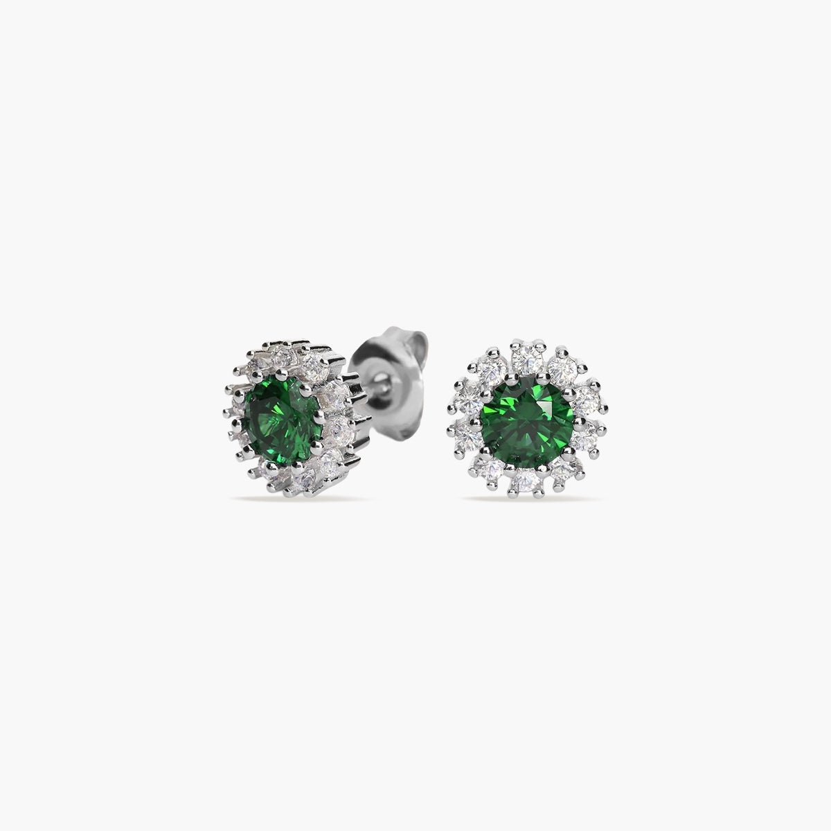 Pendientes de plata 1ª ley ciconitas verde y blanca 9 mm