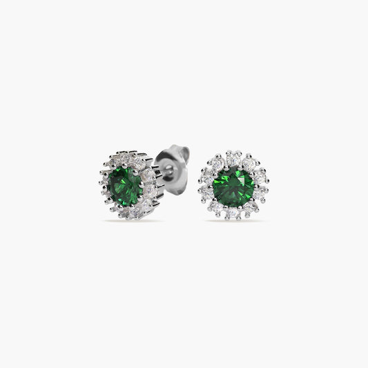 Pendientes de plata 1ª ley ciconitas verde y blanca 9 mm