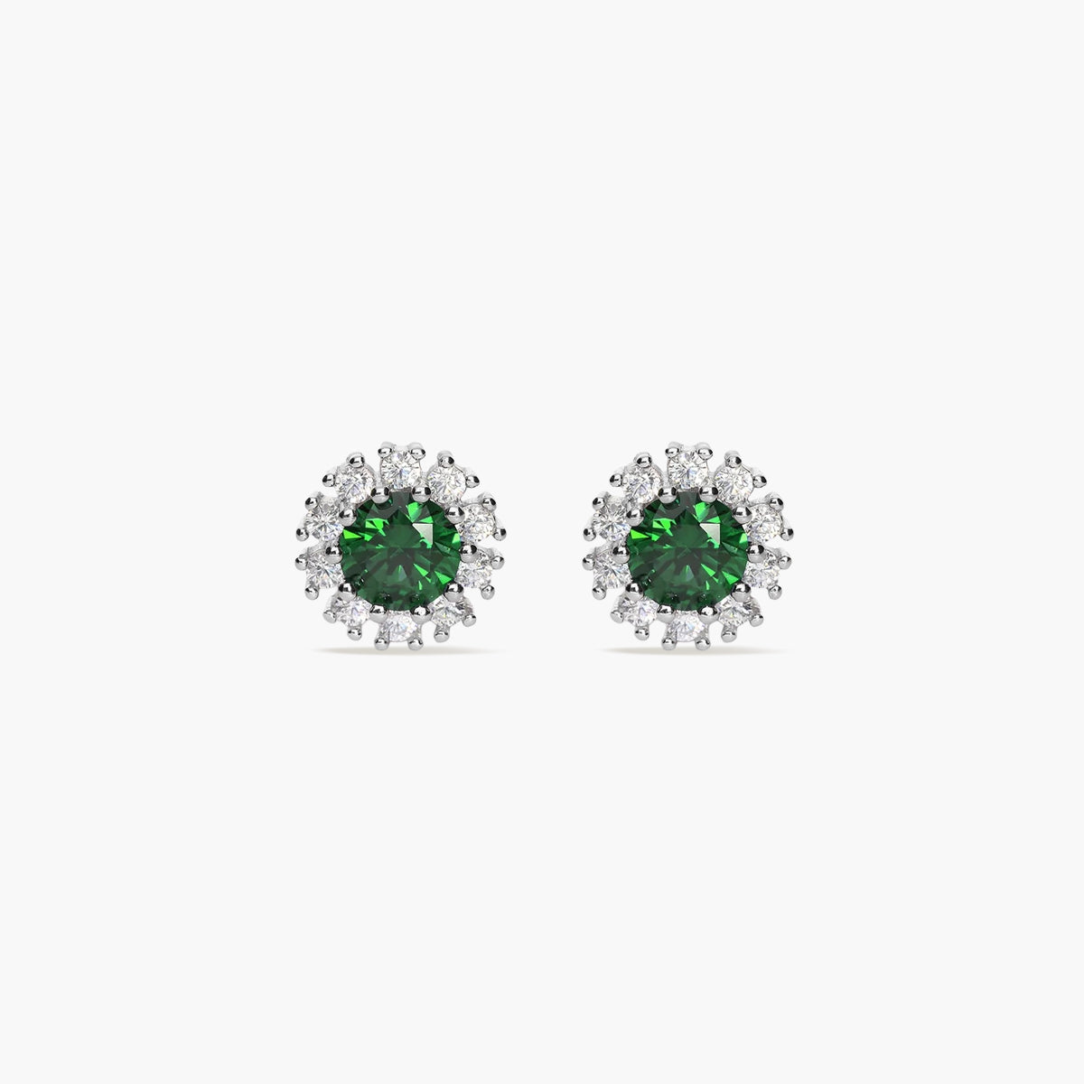 Pendientes de plata 1ª ley ciconitas verde y blanca 9 mm