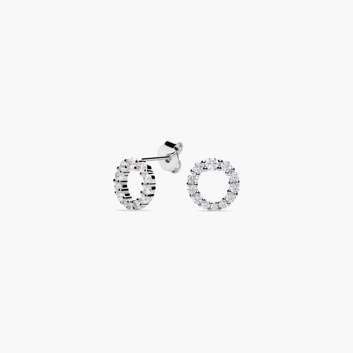 Pendientes círculo de plata 1ª ley circonitas 9 mm