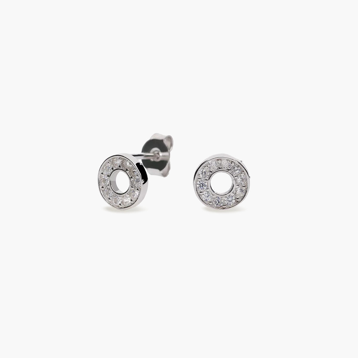Pendientes círculo de plata 1ª ley circonitas 8 mm