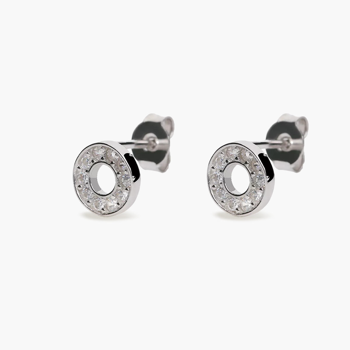 Pendientes círculo de plata 1ª ley circonitas 8 mm