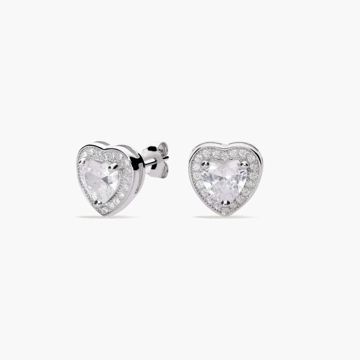 Pendientes corazón de plata 1ª ley circonitas 10 mm