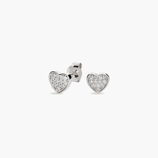 Pendientes corazón de plata 1ª ley circonitas 6 mm