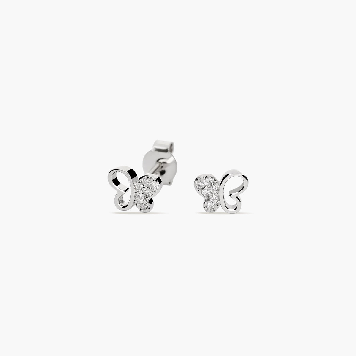 Pendientes mariposa de plata 1ª ley circonitas 7 mm