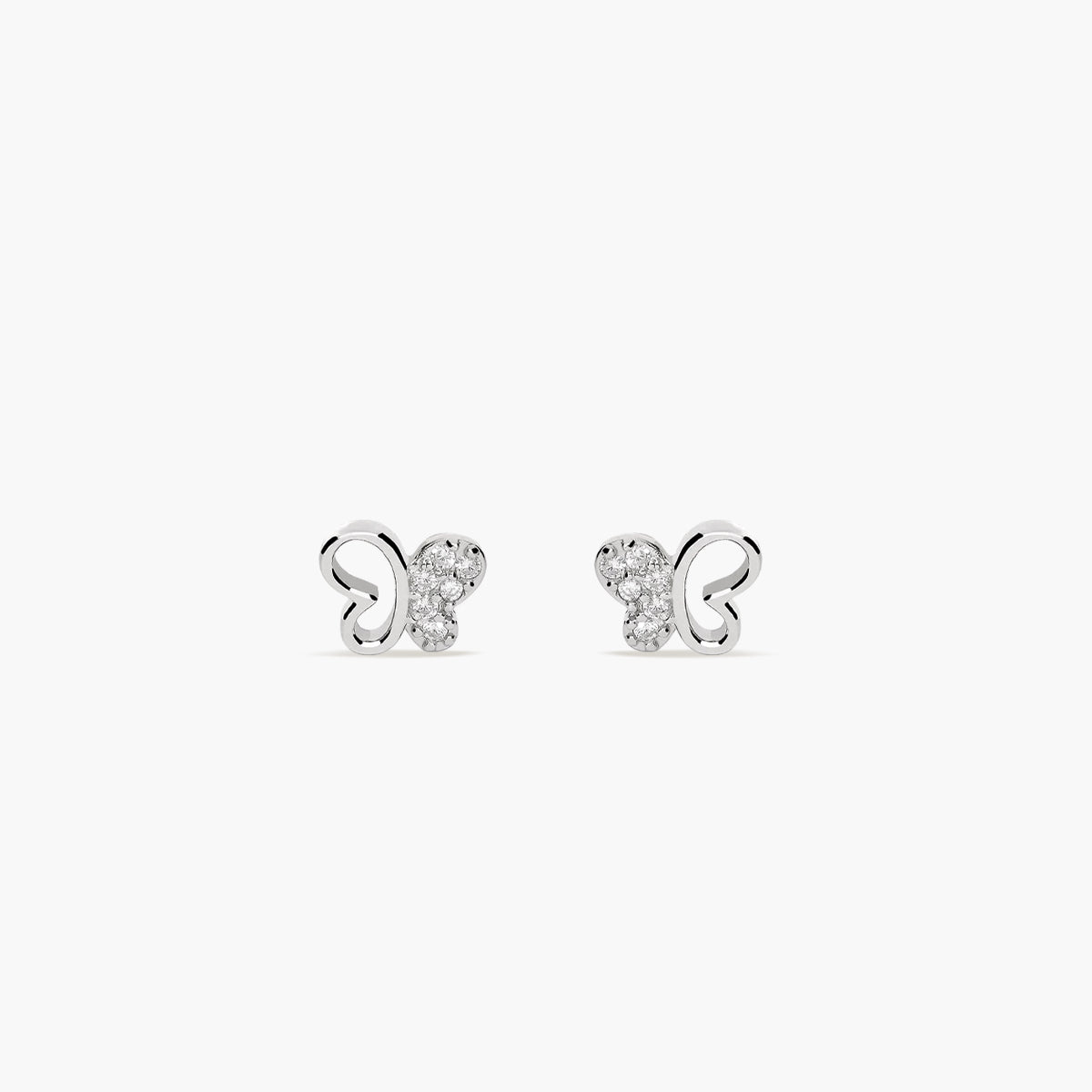 Pendientes mariposa de plata 1ª ley circonitas 7 mm
