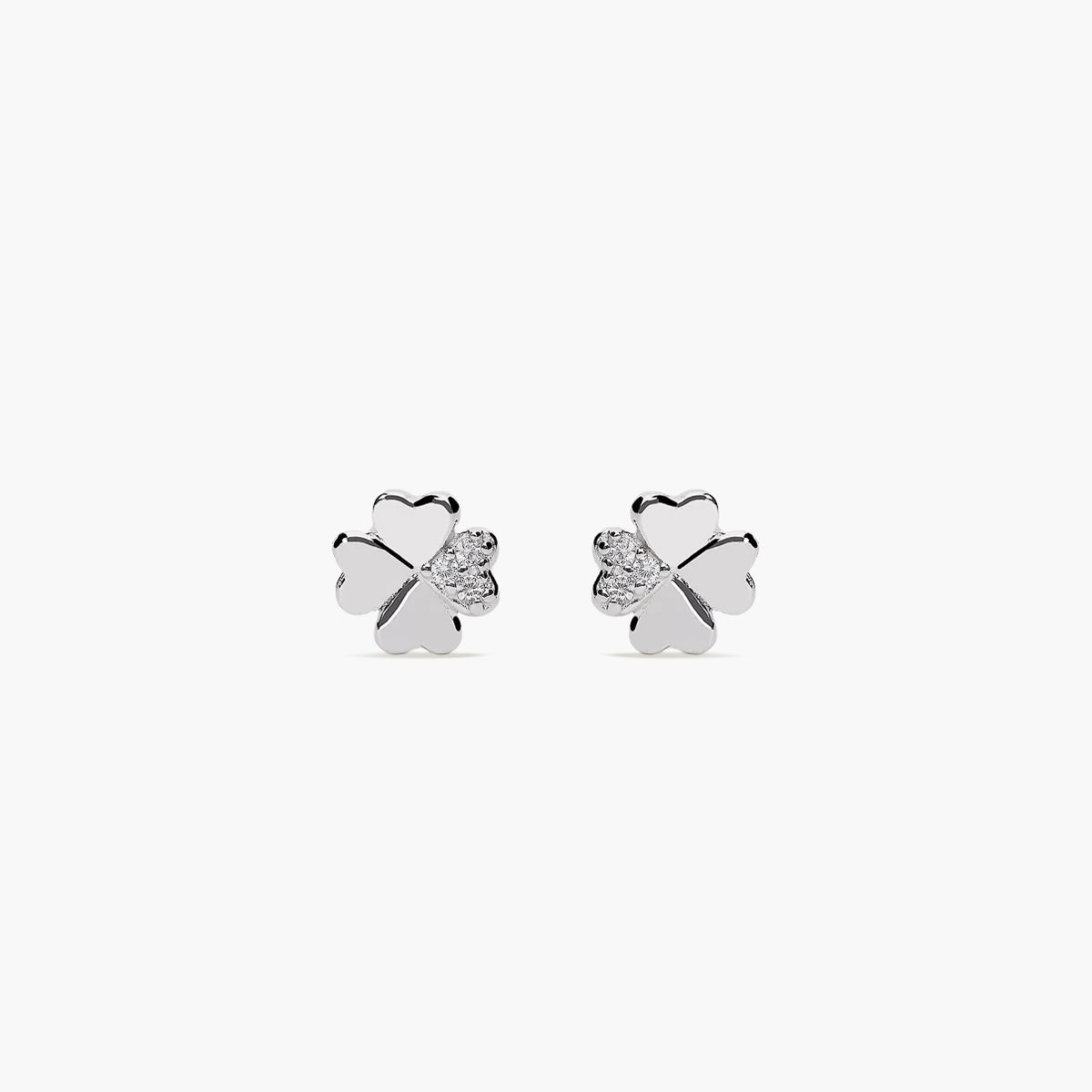 Pendientes trébol de plata 1ª ley circonitas 6 mm