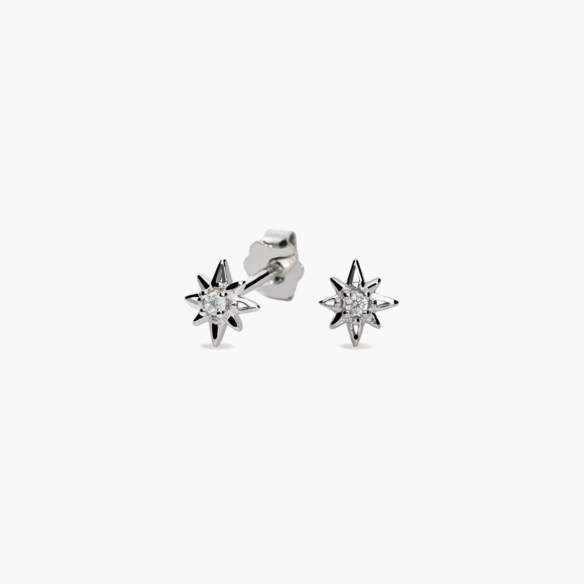 Pendientes Rosa de los Vientos de plata 1ª ley circonitas 6 mm