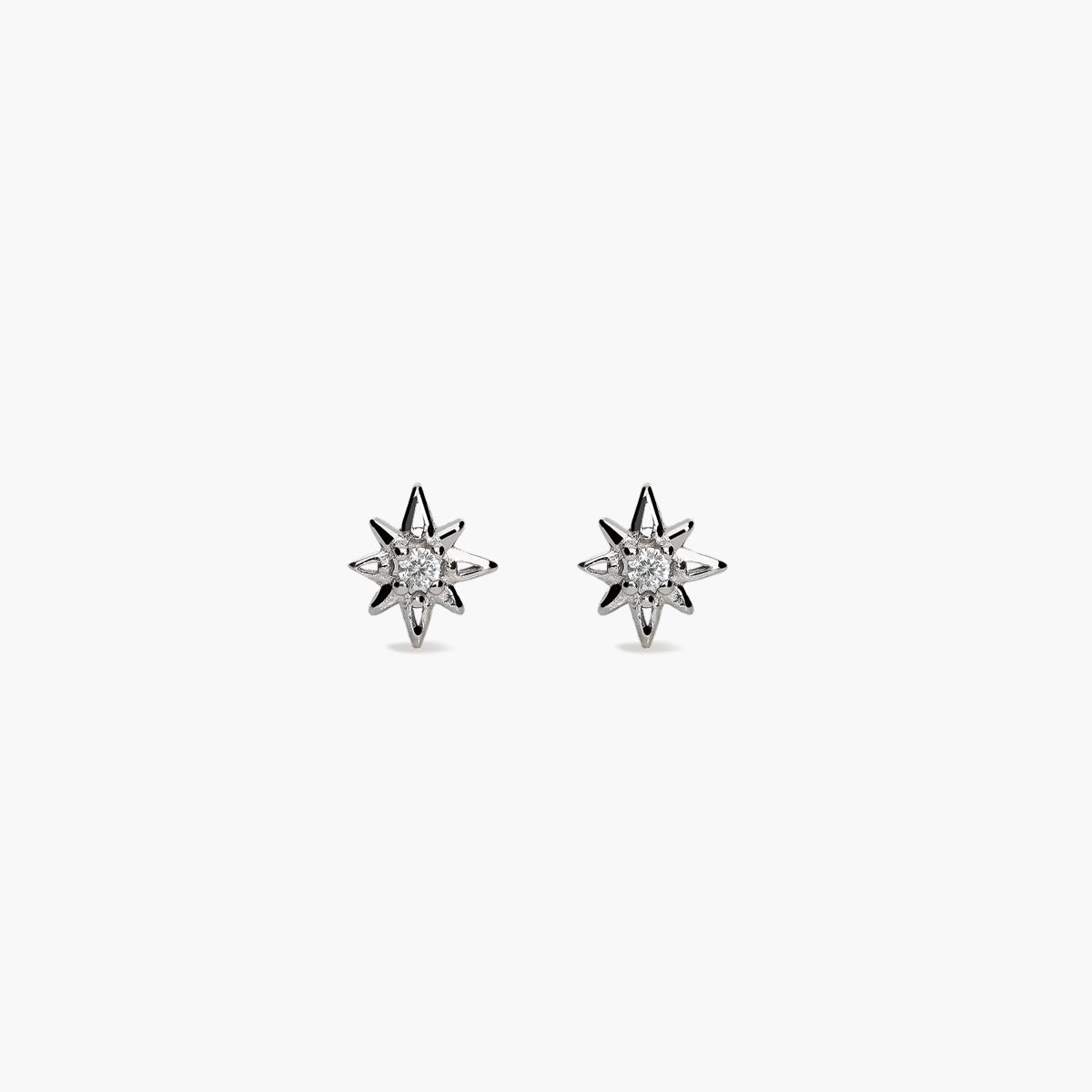 Pendientes Rosa de los Vientos de plata 1ª ley circonitas 6 mm