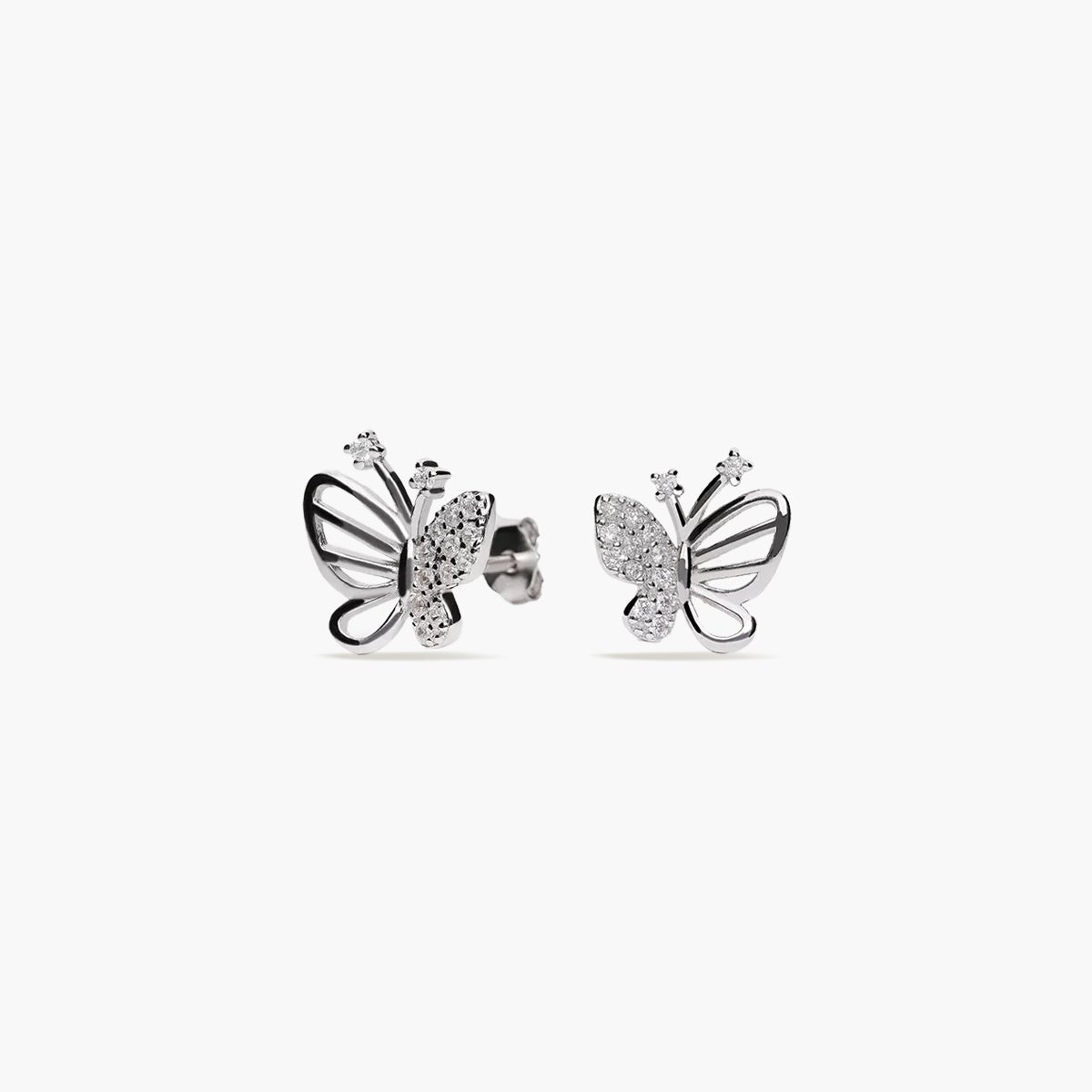 Pendientes mariposa de plata 1ª ley circonitas 11 mm