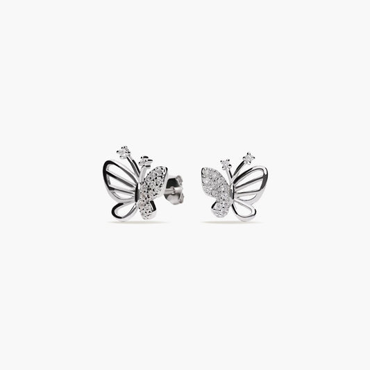 Pendientes mariposa de plata 1ª ley circonitas 11 mm