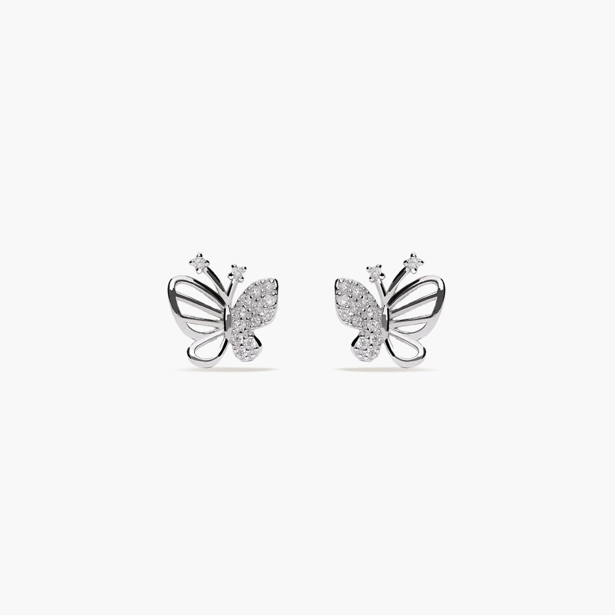 Pendientes mariposa de plata 1ª ley circonitas 11 mm