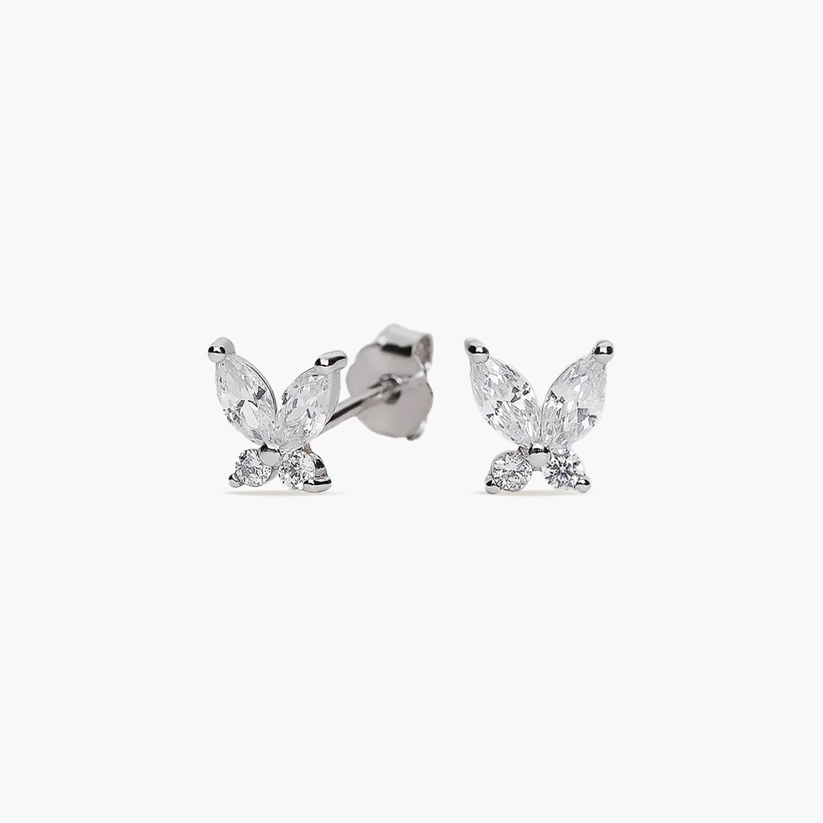 Pendientes mariposa de plata 1ª ley circonitas 6 mm