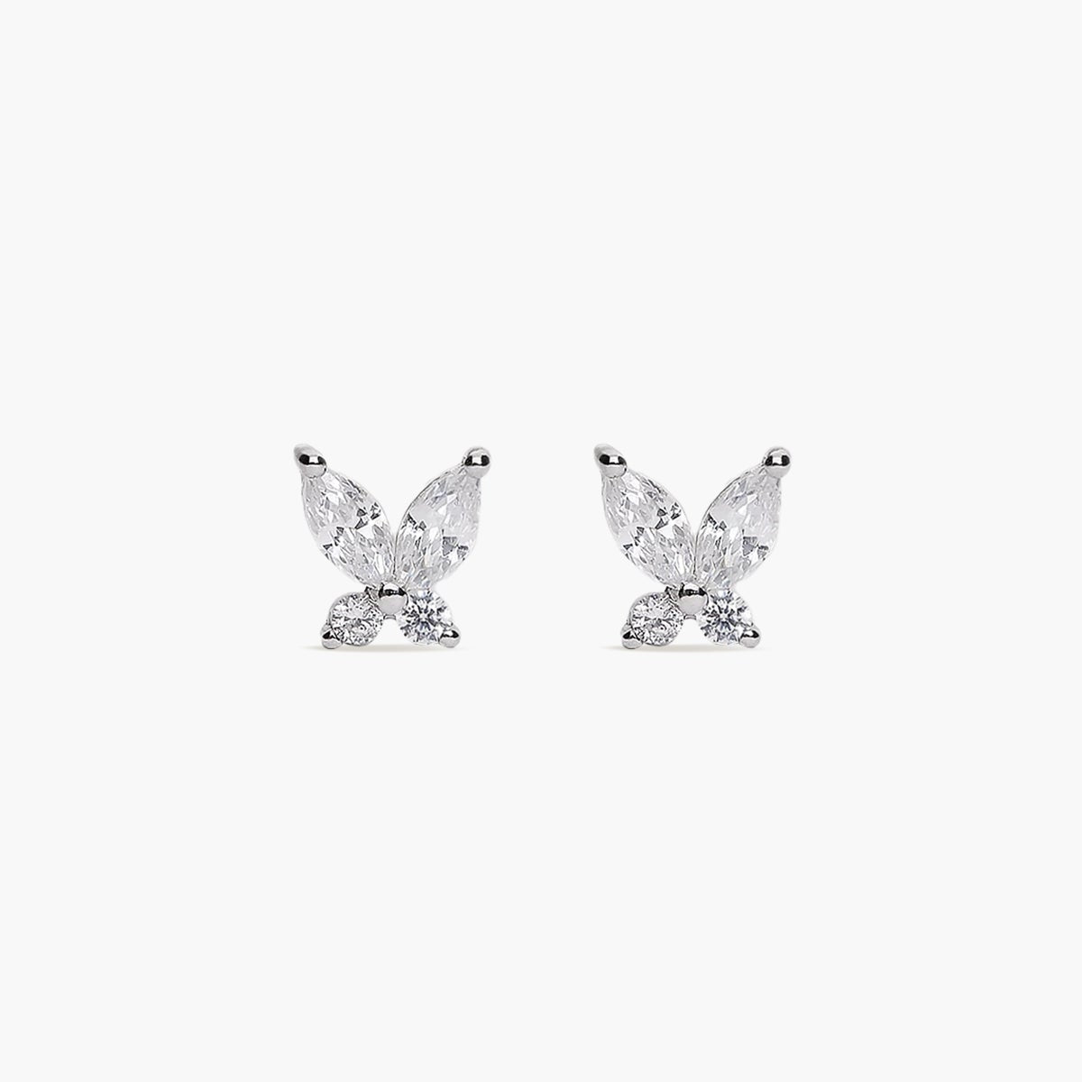 Pendientes mariposa de plata 1ª ley circonitas 6 mm