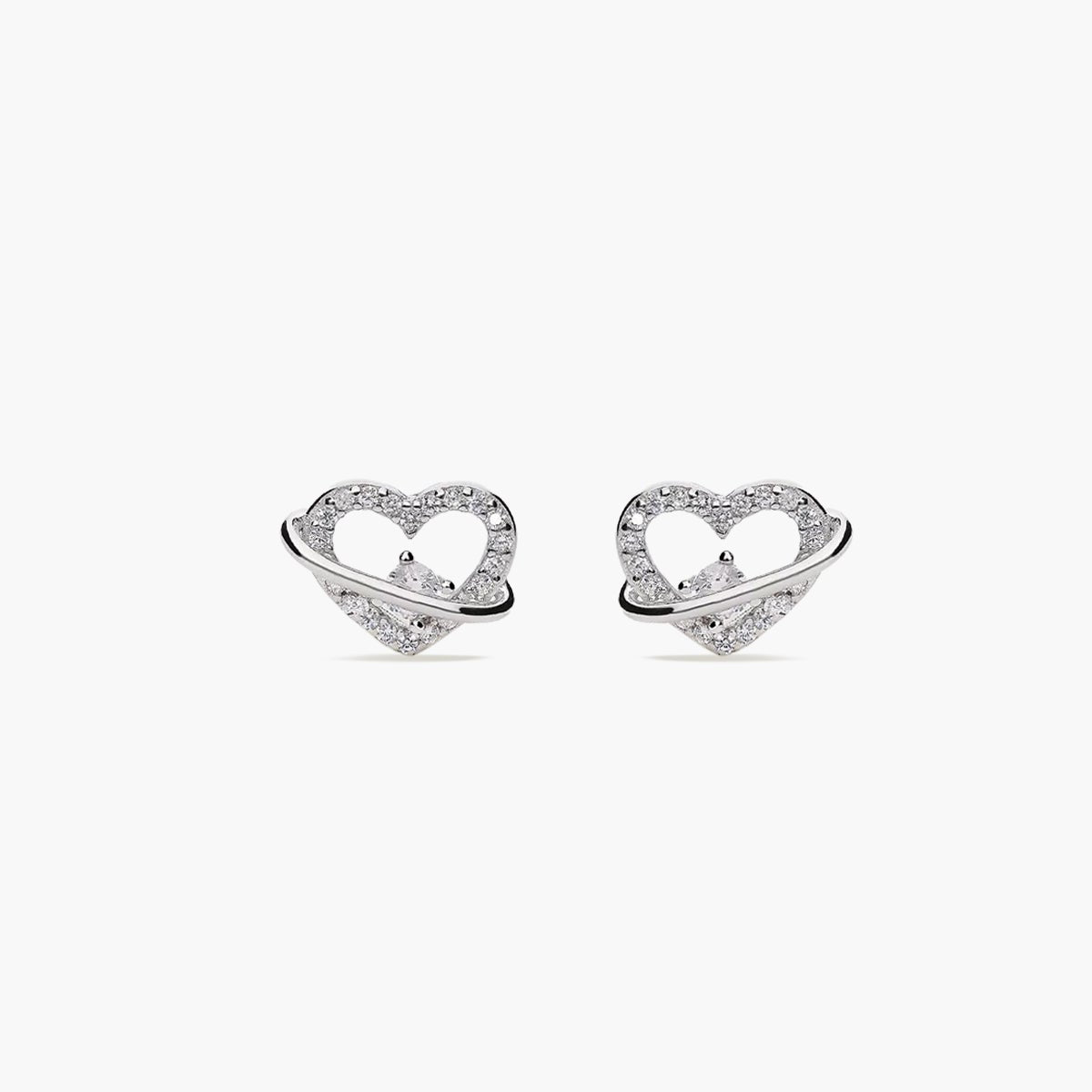 Pendientes corazón de plata 1ª ley circonitas 8 mm