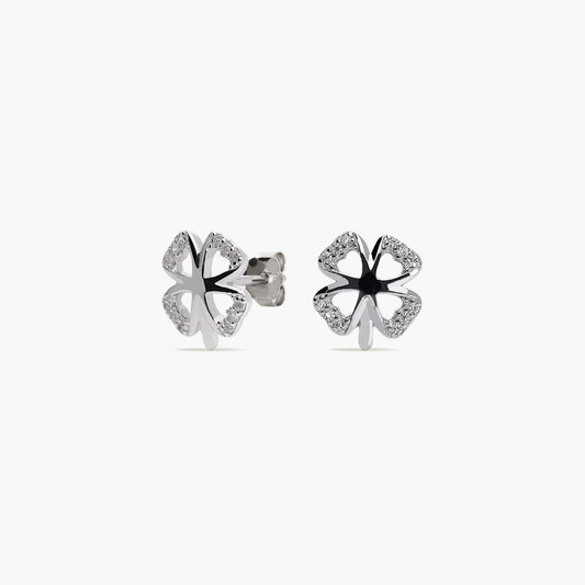 Pendientes trébol de plata 1ª ley circonitas 11 mm